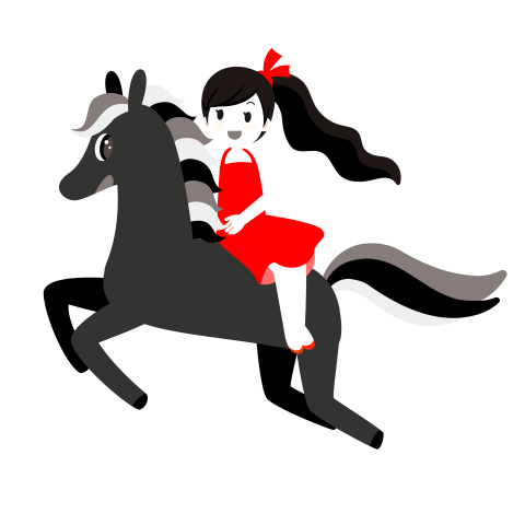 Girl black horse riding a PNG Free Download