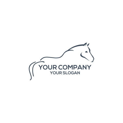 Simple line of horse logo PNG free Download