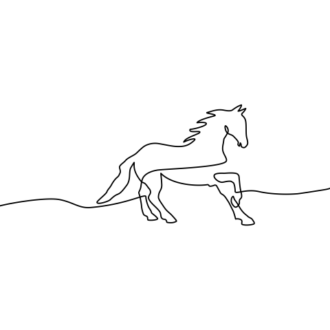 Continuous line drawing of horse PNG Free Download