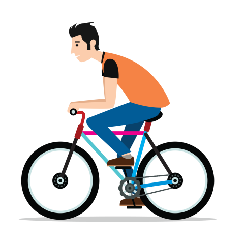 Cycling Young Boy Cartoon PNG Image