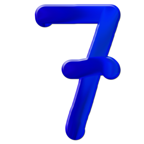 7 Number PNG Text effect Blue Icon