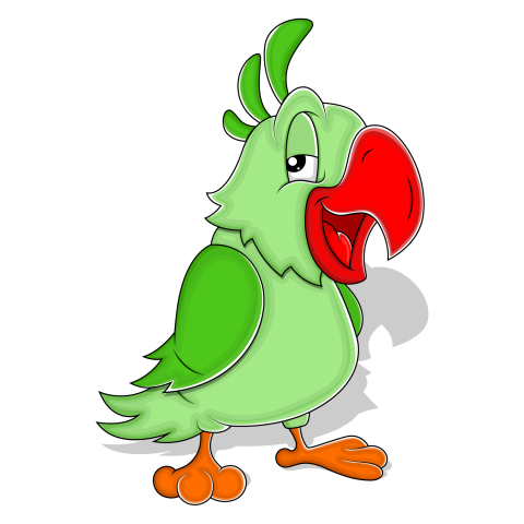 Cartoon Parrot , Green Cute Parrot Stock Vector Art , Transparent Free Download