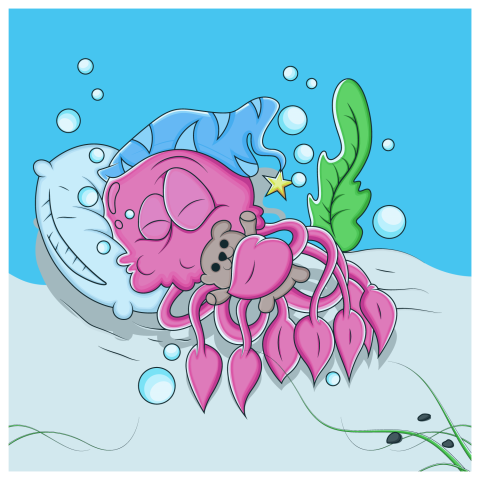 Drawing Octopus With Deep Sleeping images, Illustration Free Download Graphic image
