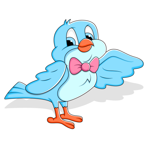 Vector Cartoon Cute Blue Sparrow Ready to Party Images ,PNG Free Download