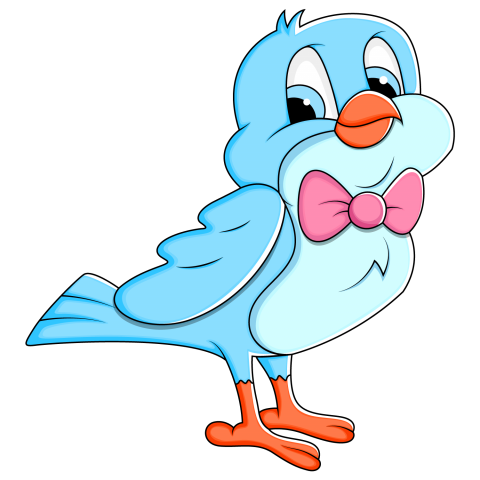 Vector Cartoon Cute Blue Sparrow Ready to Party Images ,PNG Free Download