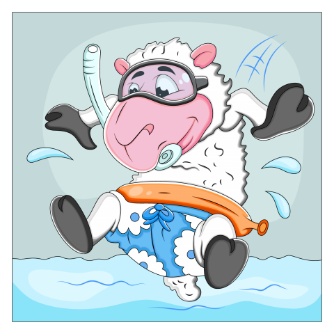 Cute Cartoon Sheep with Bath, Royalty Free Vector Sheep Enjoy Water Image - VectorStock , Transparent Free Download