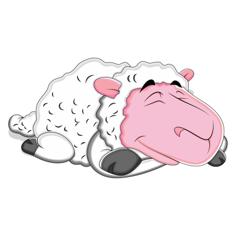 Cartoon Cute Sheep with Sleeping PNG Image with Transparent Background