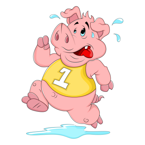 Cartoon Cute Pig Running With Race Royalty Face Expression , Transparent Background