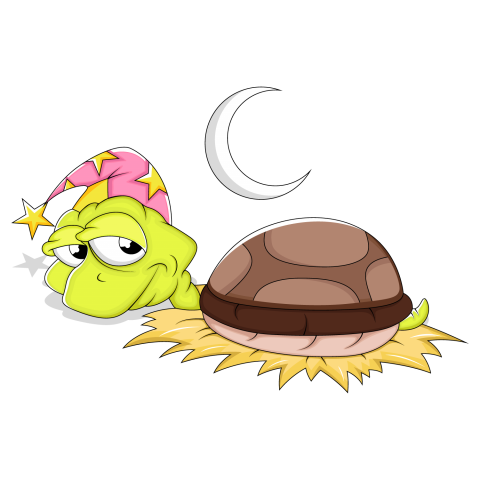 Cute Cartoon Turtle Image , Stock Tired Turtle With White Moon , Free Vector & illustration Turtle Character , Transparent PNG Free Download