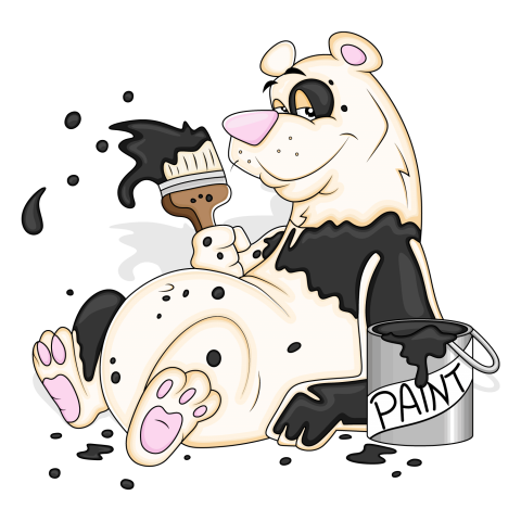 Cartoon Polar Bear with Black Paint Vectors PNG Images Download Free