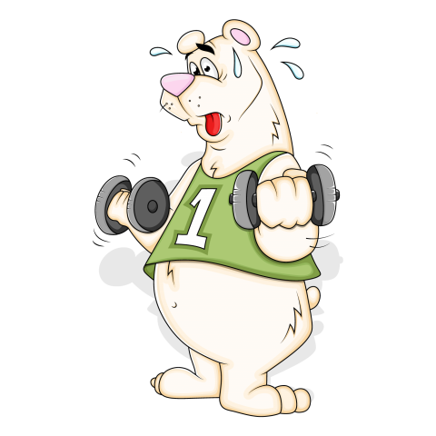 Cartoon Polar Bear with Black Iron Exercise Vectors Character  PNG Images , Transparent Free Download