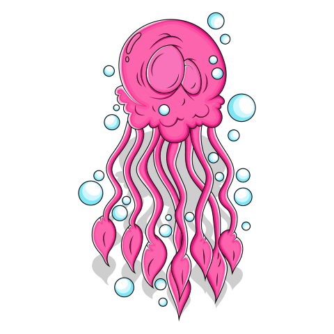 Cute Tired Octopus Cartoon Vector Images , Stock & illustration Octopus , Transparent Background Image