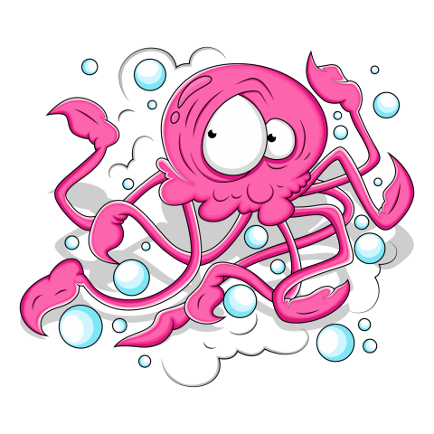 Cute Octopus Running Cartoon Vector Images , Stock & illustration Octopus , Transparent Background Image