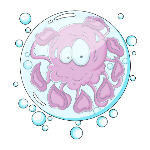 Cute Octopus Cartoon with A Water Ball Vector Images , Stock & illustration Octopus , Transparent Background Image