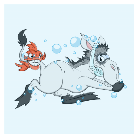 Cute Cartoon Donkey Running with Water Pool Vector & Illustrations, Free Clipart Donkey Character Images with Transparent Background Free Download