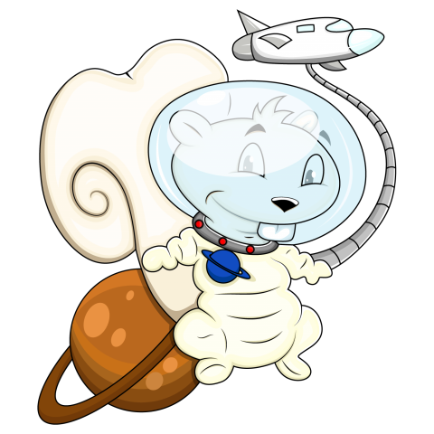 Cute White Squirrel Cartoon with Space Vector Art Stock Image with Transparent Free Download