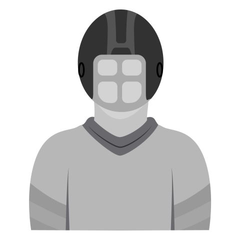 Grey man helmet profile avatar vector