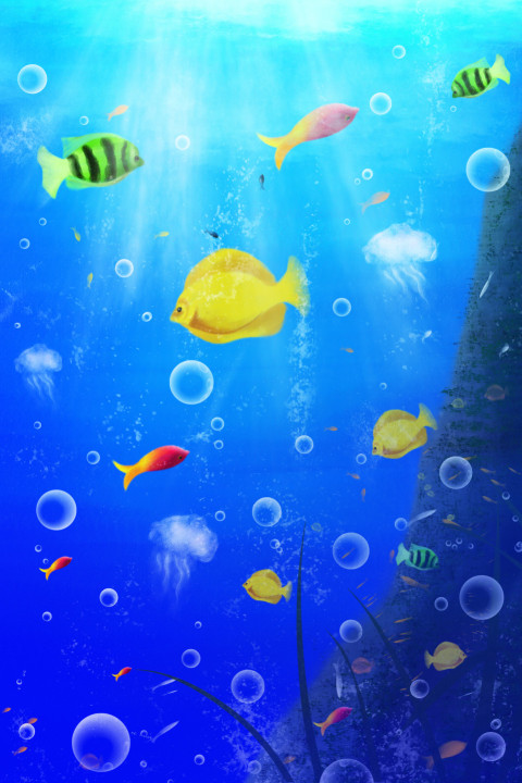 Hand painted ocean illustration fish PNG Download