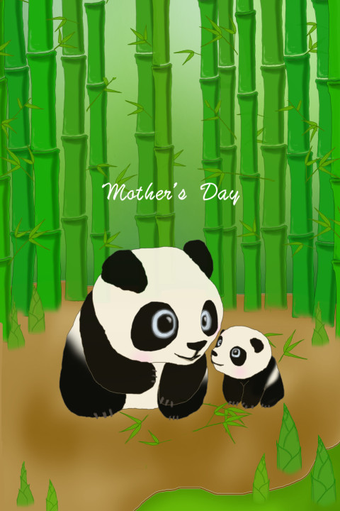 Mothers day illustration panda bamboo PNG Free  Download