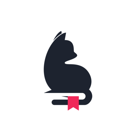 Cat book vector logo design Free PNG download