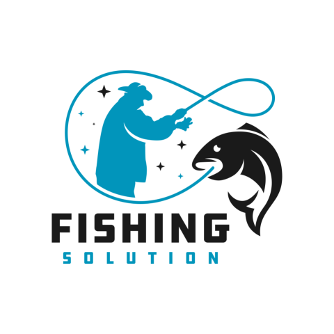 Fish fishing logo design