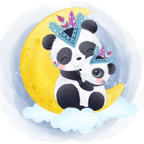 Adorable panda motherhood illustration Free PNG Download