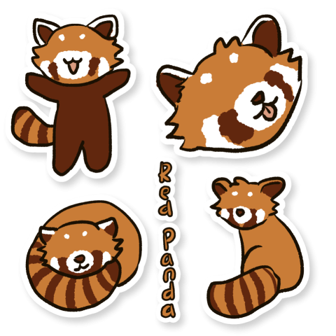 Red panda sticker PNG Free Download