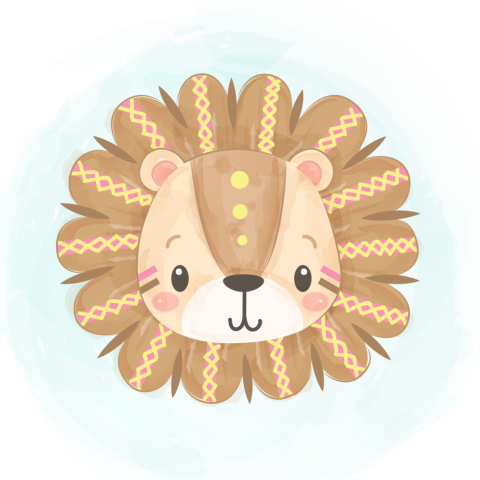 Cute tribal lion head PNG Free Download
