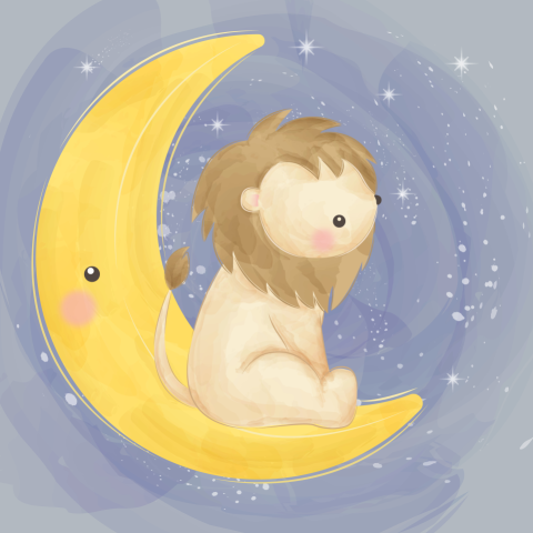 Cute lion illustration PNG Free Download